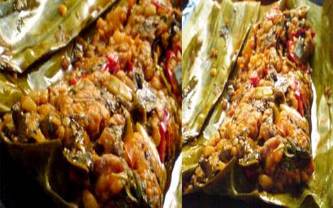 Image result for Pepes ikan asin peda daun singkong
